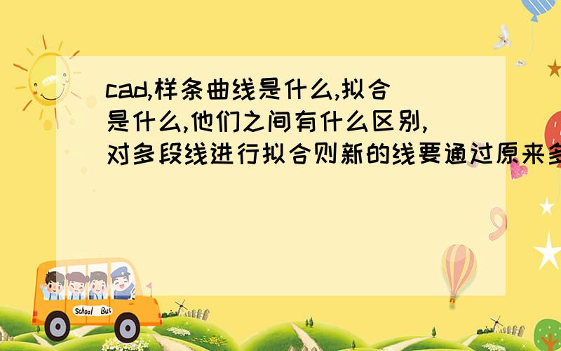 cad,样条曲线是什么,拟合是什么,他们之间有什么区别,对多段线进行拟合则新的线要通过原来多段线上的点,而做成样条曲线,则不通过那些多段线上的点,为什么?