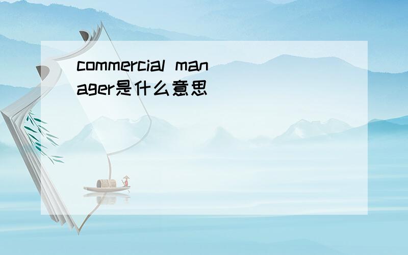 commercial manager是什么意思