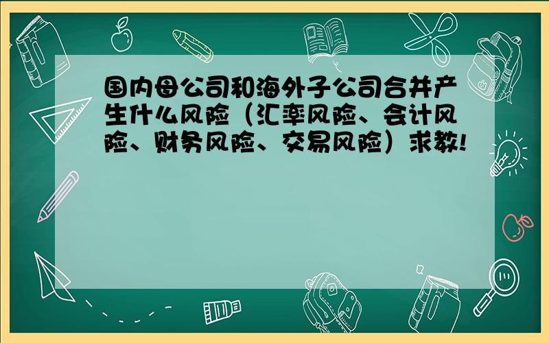 国内母公司和海外子公司合并产生什么风险（汇率风险、会计风险、财务风险、交易风险）求教!