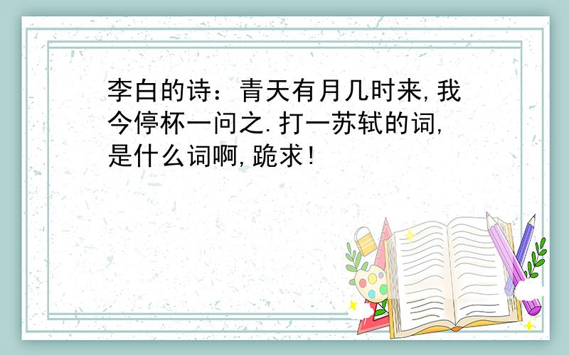 李白的诗：青天有月几时来,我今停杯一问之.打一苏轼的词,是什么词啊,跪求!