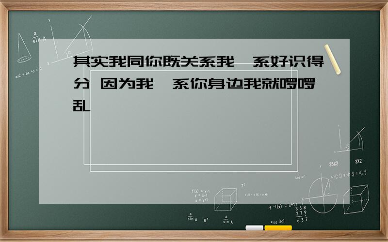 其实我同你既关系我唔系好识得分 因为我一系你身边我就啰啰乱咁