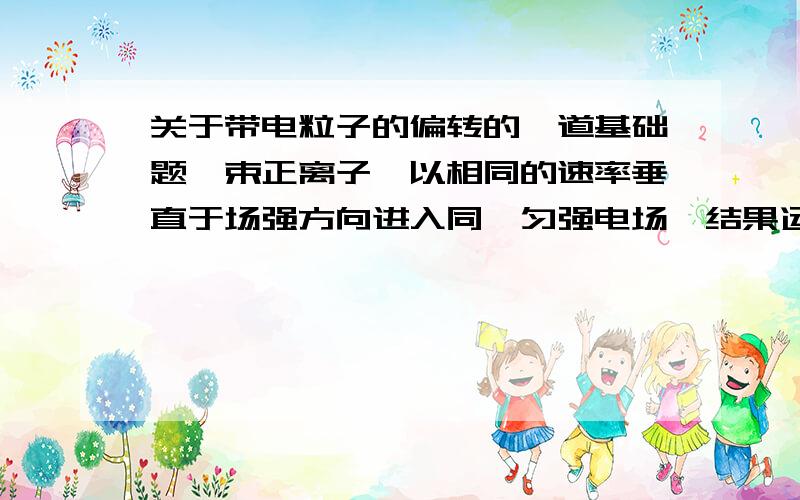 关于带电粒子的偏转的一道基础题一束正离子,以相同的速率垂直于场强方向进入同一匀强电场,结果运动轨迹是重合的,说明这些粒子具有相同的（ ）A 质量 B 电量 C荷质比 D动能还有请说明为