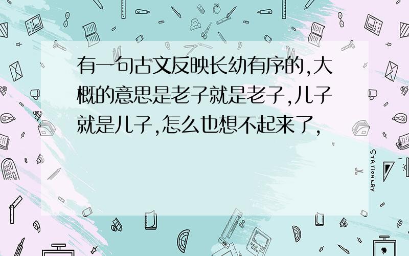 有一句古文反映长幼有序的,大概的意思是老子就是老子,儿子就是儿子,怎么也想不起来了,