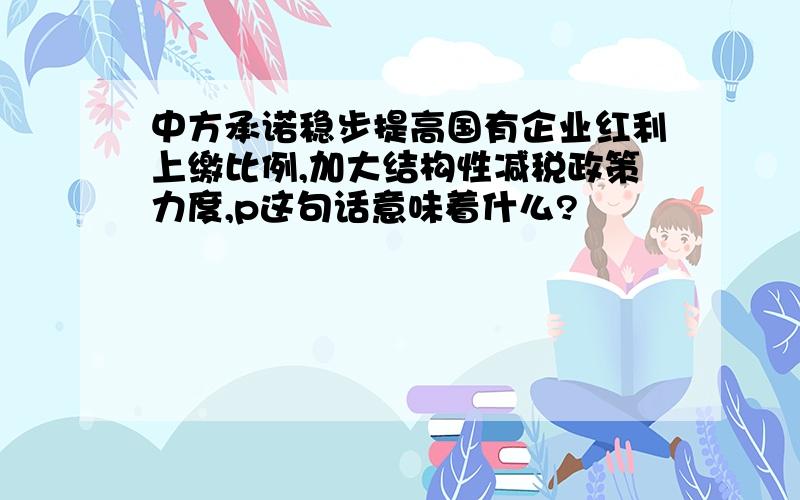 中方承诺稳步提高国有企业红利上缴比例,加大结构性减税政策力度,p这句话意味着什么?