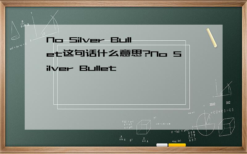 No Silver Bullet这句话什么意思?No Silver Bullet