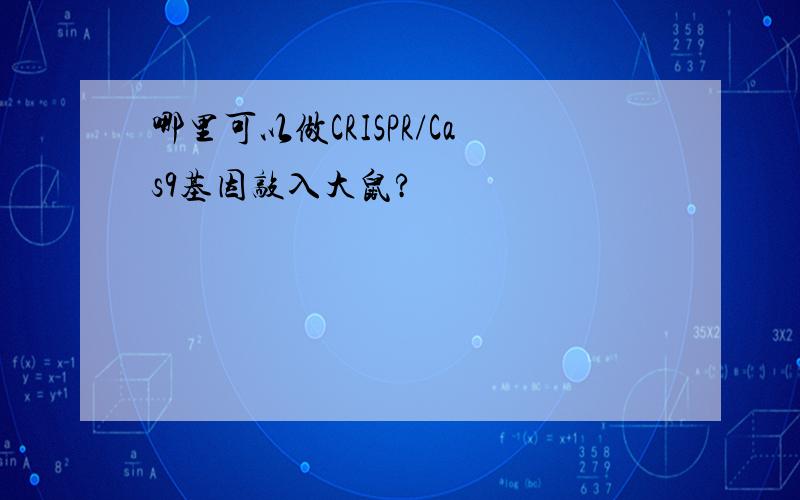 哪里可以做CRISPR/Cas9基因敲入大鼠?