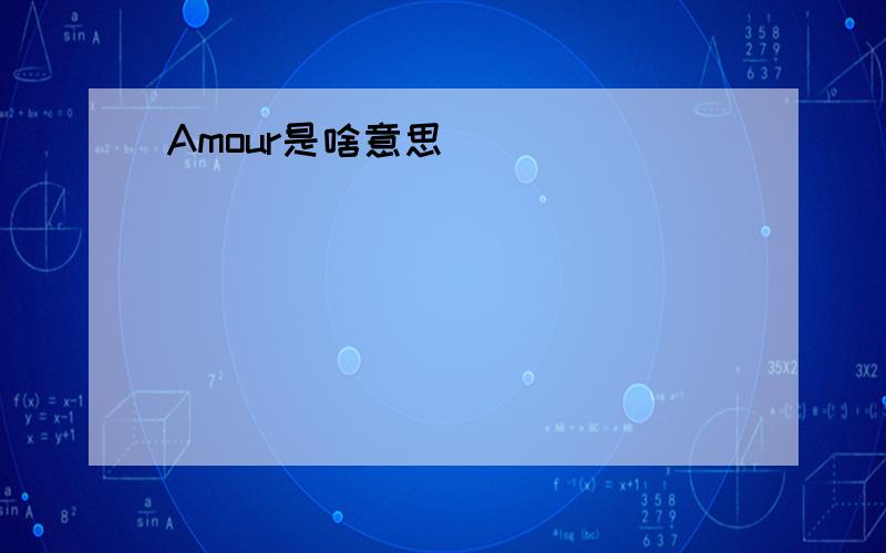 Amour是啥意思