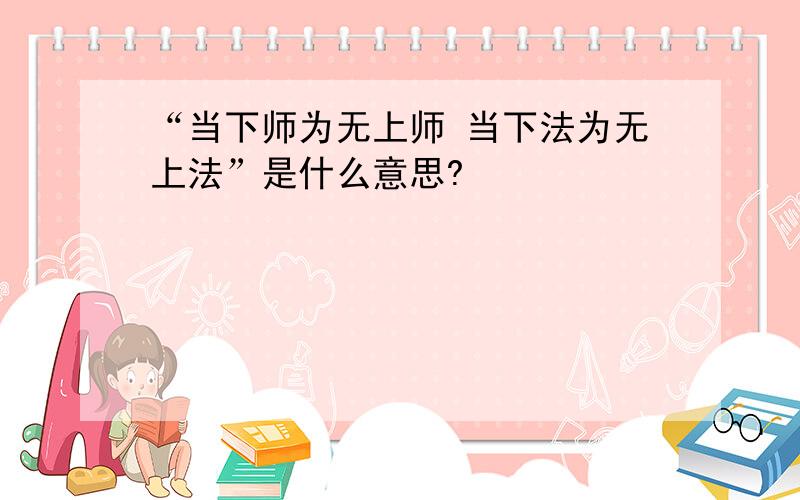 “当下师为无上师 当下法为无上法”是什么意思?