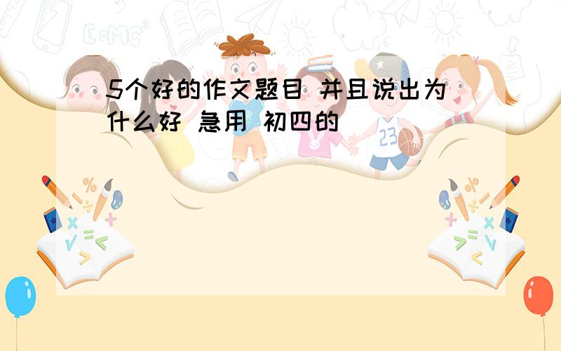 5个好的作文题目 并且说出为什么好 急用 初四的