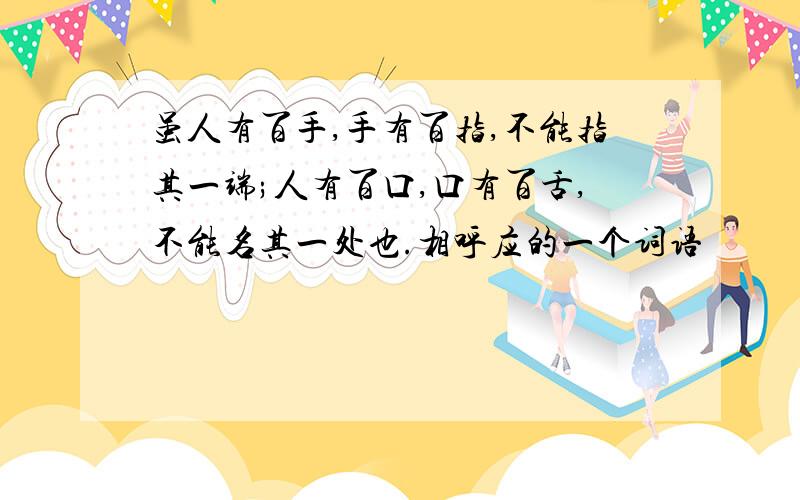 虽人有百手,手有百指,不能指其一端;人有百口,口有百舌,不能名其一处也.相呼应的一个词语