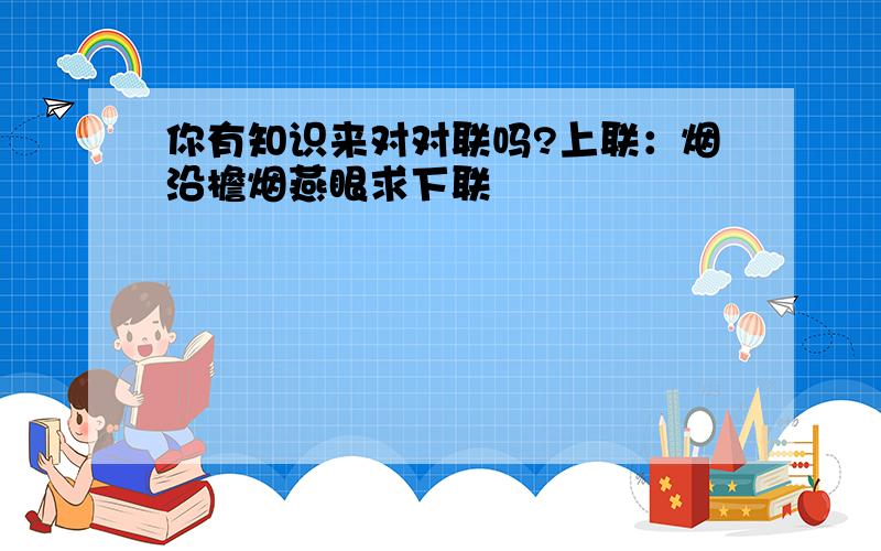 你有知识来对对联吗?上联：烟沿檐烟燕眼求下联