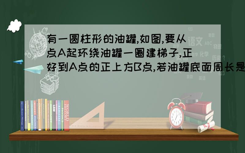 有一圆柱形的油罐,如图,要从点A起环绕油罐一圈建梯子,正好到A点的正上方B点,若油罐底面周长是12m,高是5m,问梯子最短是多少米?就相当于展开一个长方形,对角线就是最短距离,我想问,底边长