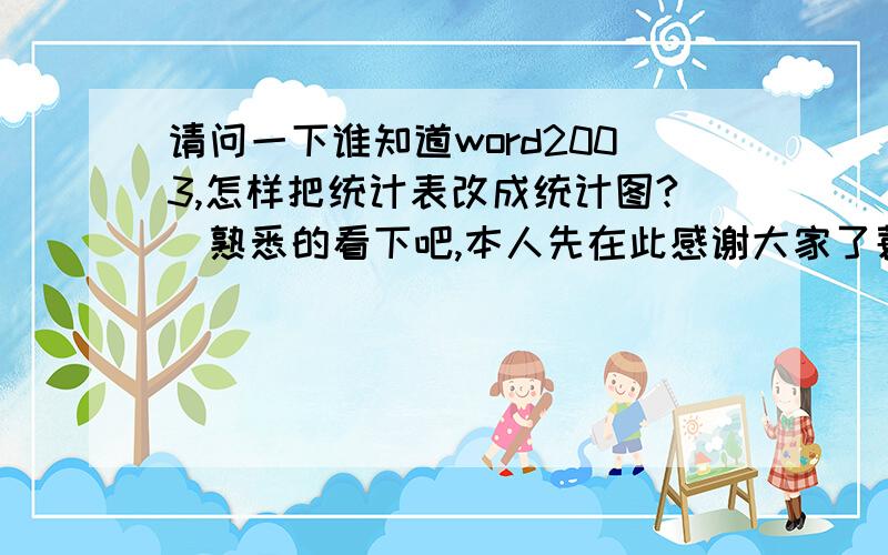 请问一下谁知道word2003,怎样把统计表改成统计图?　熟悉的看下吧,本人先在此感谢大家了蓑5