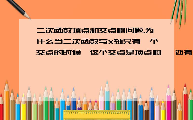 二次函数顶点和交点啊问题.为什么当二次函数与X轴只有一个交点的时候,这个交点是顶点啊, 还有如果二次函数顶点的横坐标是0的话,二次函数解析式会变成什么样?