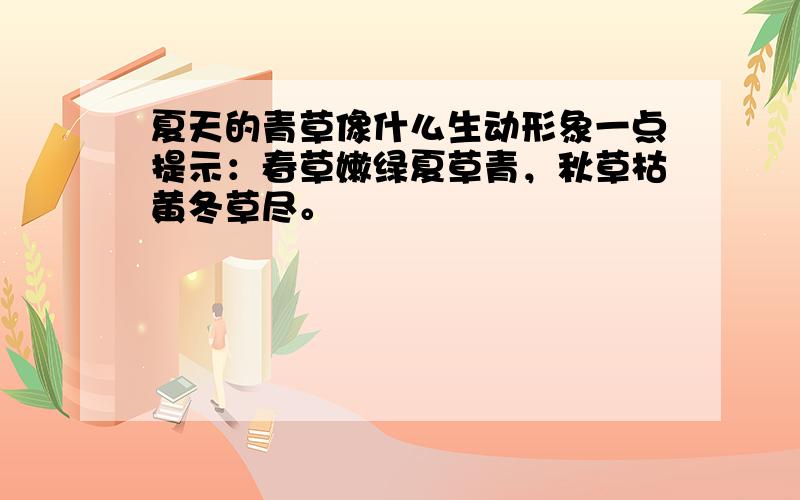 夏天的青草像什么生动形象一点提示：春草嫩绿夏草青，秋草枯黄冬草尽。