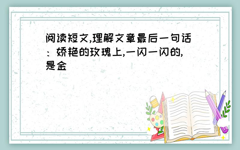 阅读短文,理解文章最后一句话：娇艳的玫瑰上,一闪一闪的,是金