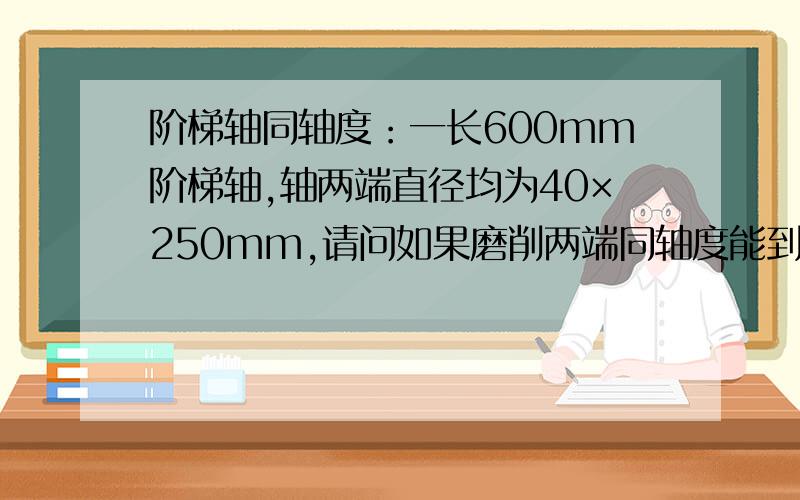 阶梯轴同轴度：一长600mm阶梯轴,轴两端直径均为40×250mm,请问如果磨削两端同轴度能到多少?