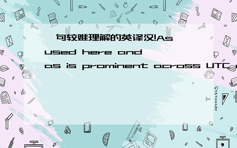 一句较难理解的英译汉!As used here and as is prominent across UTC applications the issues that are central to cyberphysicalsystems are(a)scale and(b)interdependency