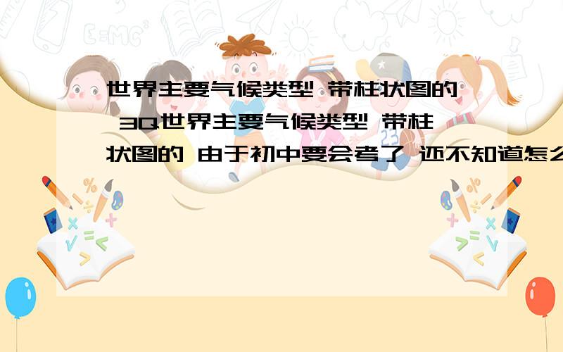 世界主要气候类型 带柱状图的 3Q世界主要气候类型 带柱状图的 由于初中要会考了 还不知道怎么判断 可是在网上找了半天也没看到 希望有关人员提一下资料