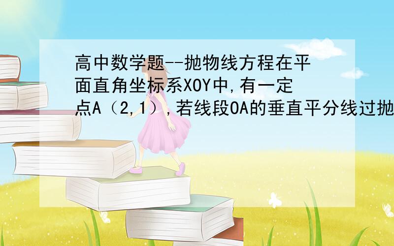 高中数学题--抛物线方程在平面直角坐标系XOY中,有一定点A（2,1）,若线段OA的垂直平分线过抛物线y*2=2px(p>0)的焦点,则该抛物线的准线方程是?