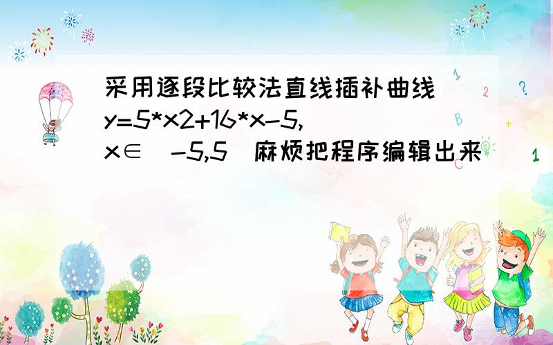 采用逐段比较法直线插补曲线 y=5*x2+16*x-5,x∈[-5,5]麻烦把程序编辑出来