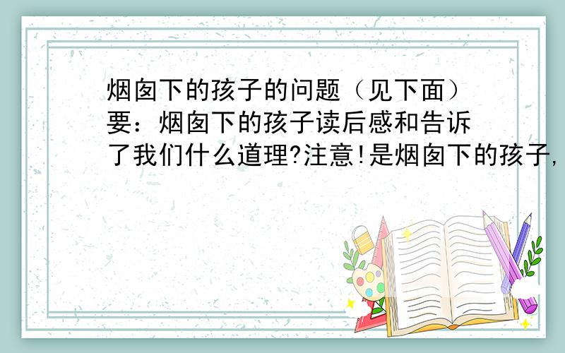 烟囱下的孩子的问题（见下面）要：烟囱下的孩子读后感和告诉了我们什么道理?注意!是烟囱下的孩子,好的我会加90分!快点啊!