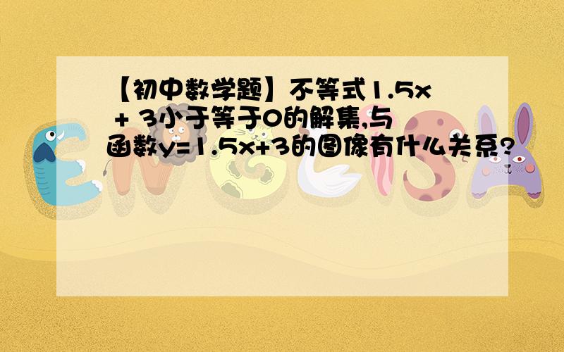 【初中数学题】不等式1.5x + 3小于等于0的解集,与函数y=1.5x+3的图像有什么关系?