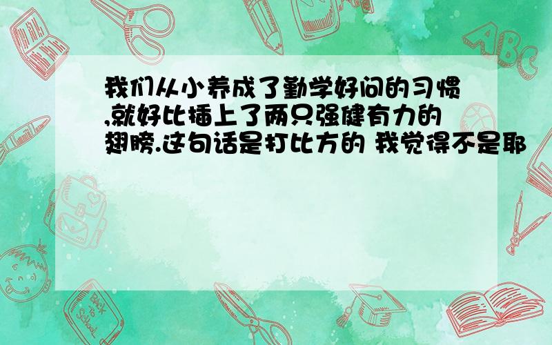 我们从小养成了勤学好问的习惯,就好比插上了两只强健有力的翅膀.这句话是打比方的 我觉得不是耶