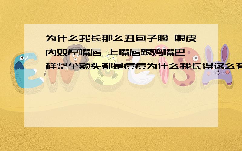 为什么我长那么丑包子脸 眼皮内双厚嘴唇 上嘴唇跟鸡嘴巴一样整个额头都是痘痘为什么我长得这么有创意?