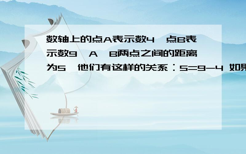 数轴上的点A表示数4,点B表示数9,A,B两点之间的距离为5,他们有这样的关系：5=9-4 如果已知点C表示数10,点D表示数-3.则C、D两点之间的距离为____点M表示数m，点n表示数n(m>n)，则M、N两点之间的距