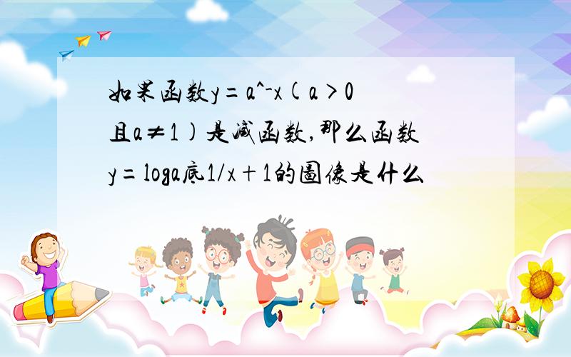 如果函数y=a^-x(a>0且a≠1)是减函数,那么函数y=loga底1/x+1的图像是什么