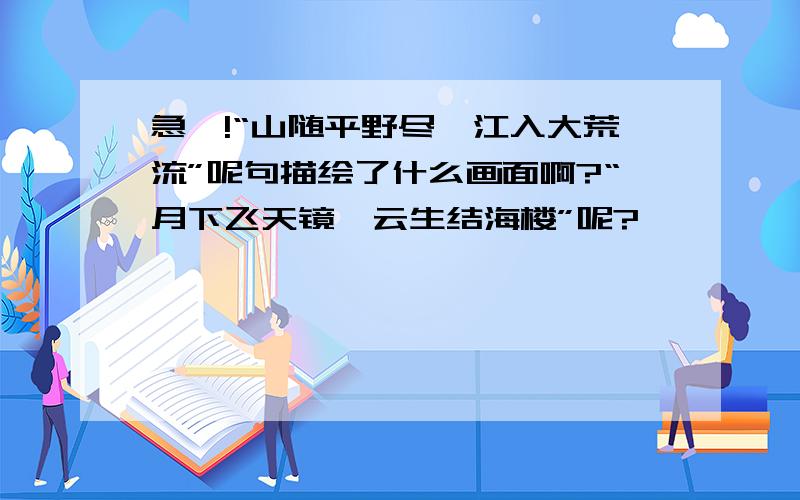 急丫!“山随平野尽,江入大荒流”呢句描绘了什么画面啊?“月下飞天镜,云生结海楼”呢?