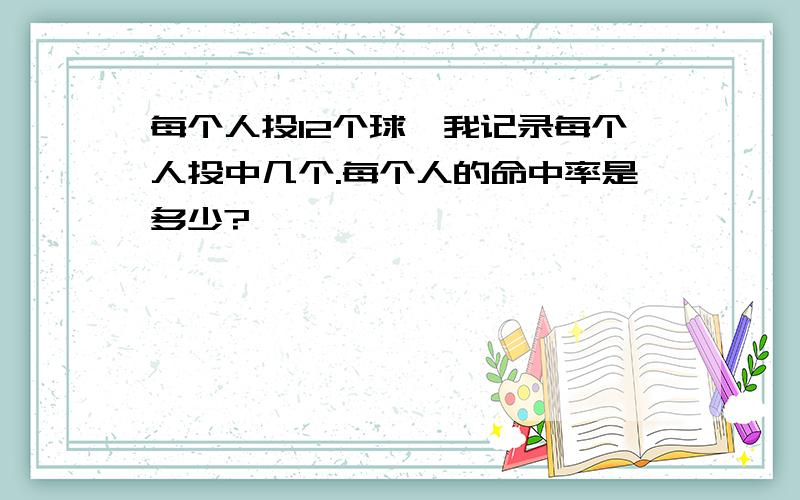 每个人投12个球,我记录每个人投中几个.每个人的命中率是多少?