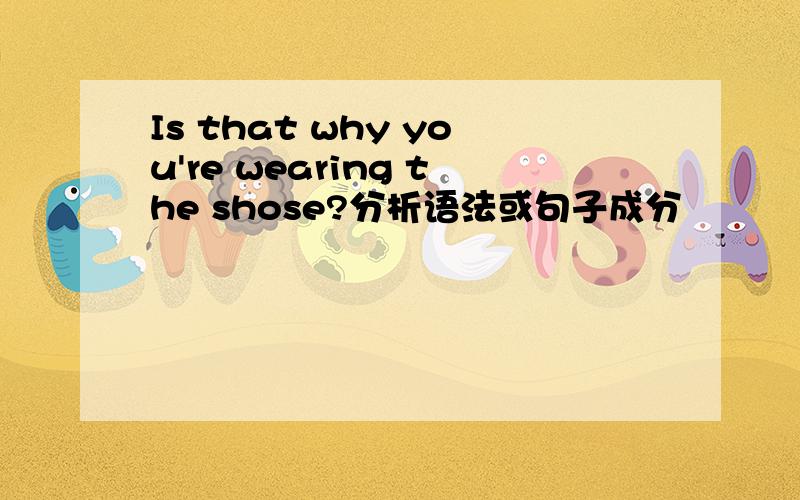 Is that why you're wearing the shose?分析语法或句子成分