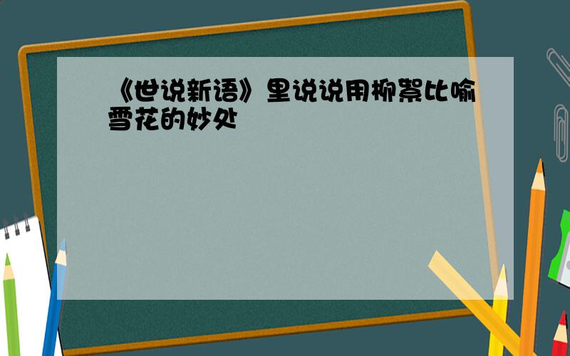 《世说新语》里说说用柳絮比喻雪花的妙处