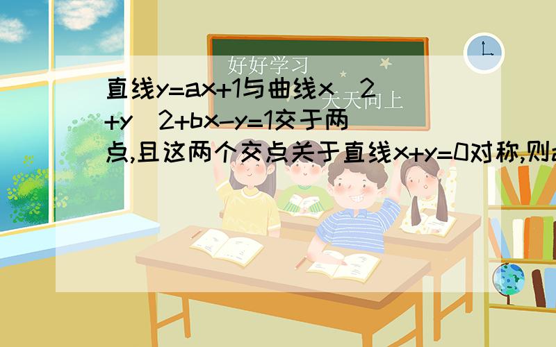 直线y=ax+1与曲线x^2+y^2+bx-y=1交于两点,且这两个交点关于直线x+y=0对称,则a+b=?