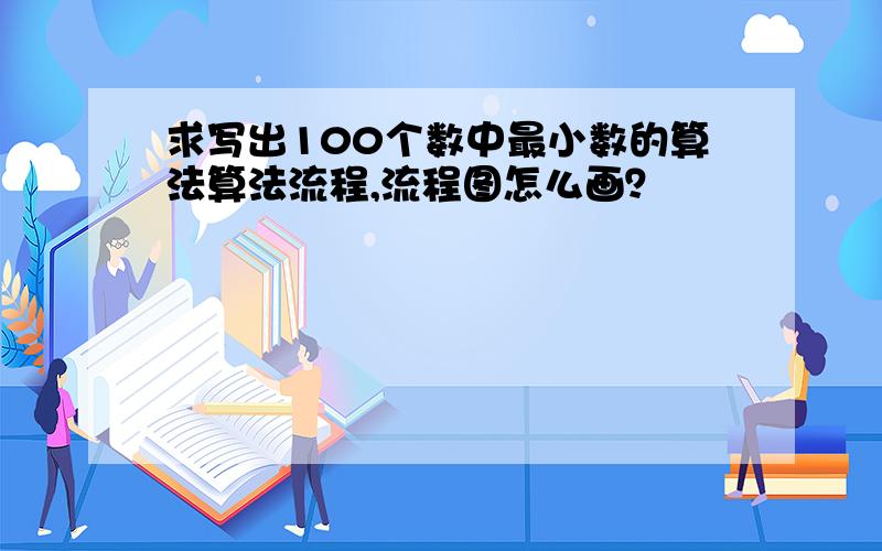 求写出100个数中最小数的算法算法流程,流程图怎么画？