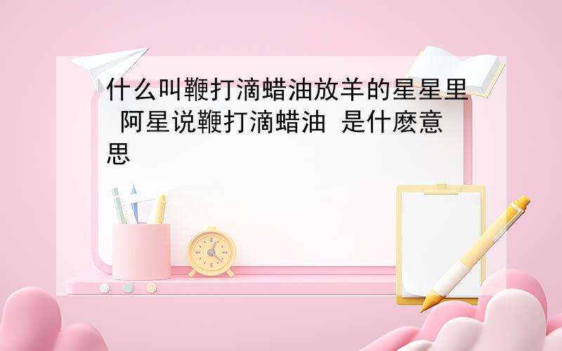 什么叫鞭打滴蜡油放羊的星星里 阿星说鞭打滴蜡油 是什麽意思