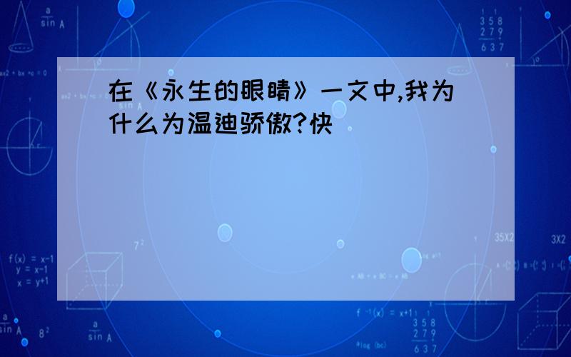 在《永生的眼睛》一文中,我为什么为温迪骄傲?快