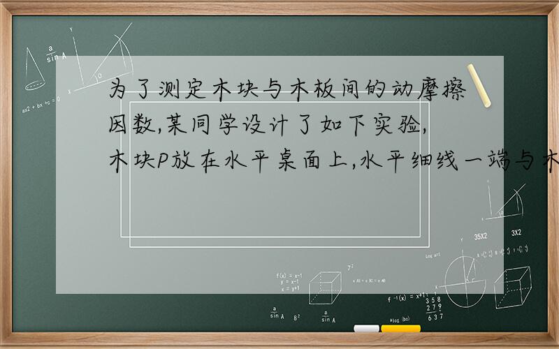 为了测定木块与木板间的动摩擦因数,某同学设计了如下实验,木块P放在水平桌面上,水平细线一端与木块P连接,另一端绕过定滑轮与重物Q连接,细线长度大于桌面高度.木块P后面拖一条纸带,固