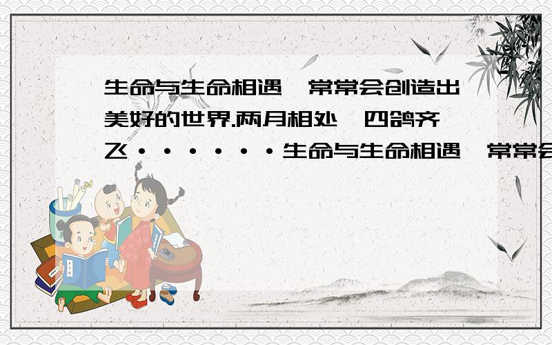 生命与生命相遇,常常会创造出美好的世界.两月相处,四鸽齐飞······生命与生命相遇,常常会创造出美好的世界.两月相处,四鸽齐飞,人生与鸟性的美好或许深深地感染着你.请你选择自己生