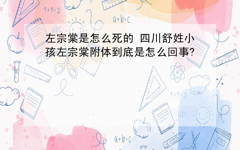 左宗棠是怎么死的 四川舒姓小孩左宗棠附体到底是怎么回事?