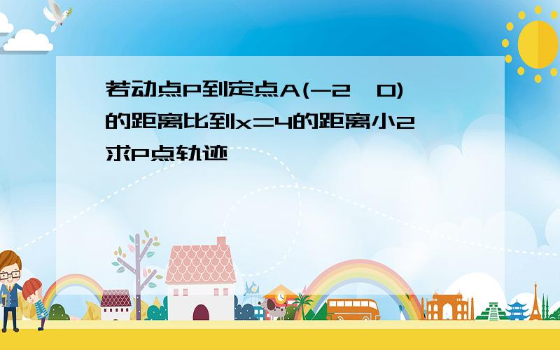 若动点P到定点A(-2,0)的距离比到x=4的距离小2、求P点轨迹