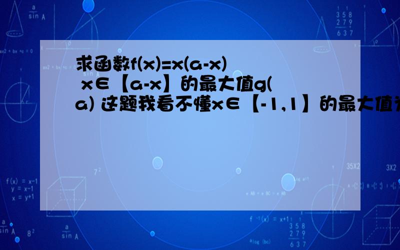 求函数f(x)=x(a-x) x∈【a-x】的最大值g(a) 这题我看不懂x∈【-1,1】的最大值为g（a)