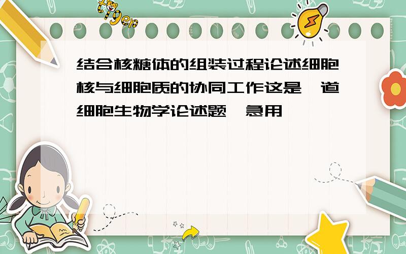 结合核糖体的组装过程论述细胞核与细胞质的协同工作这是一道细胞生物学论述题,急用,