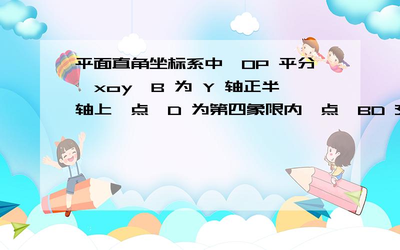 平面直角坐标系中,OP 平分∠xoy,B 为 Y 轴正半轴上一点,D 为第四象限内一点,BD 交平面直角坐标系中,OP 平分∠xoy,B 为 Y 轴正半轴上一点,D 为第四象限内一点,BD 交 x 轴于 C, 过 D 作 DE‖OP 交 x 轴