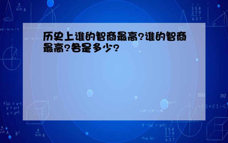 历史上谁的智商最高?谁的智商最高?各是多少?