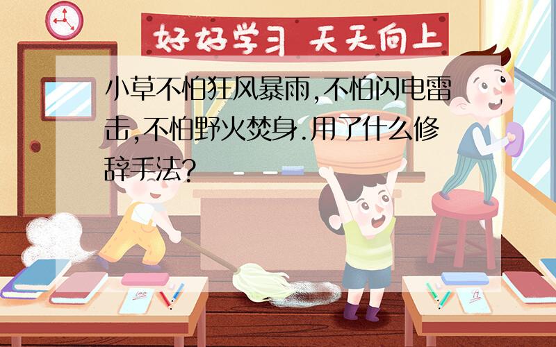 小草不怕狂风暴雨,不怕闪电雷击,不怕野火焚身.用了什么修辞手法?