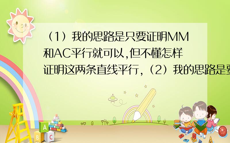 （1）我的思路是只要证明MM和AC平行就可以,但不懂怎样证明这两条直线平行,（2）我的思路是要证明AD和BC垂直,只要证明AD垂直BD,BC垂直于BD,但也是不懂得证明它们会垂直,