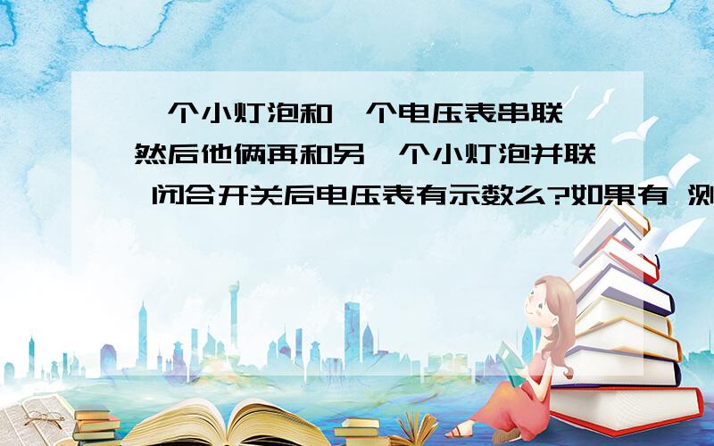 一个小灯泡和一个电压表串联 然后他俩再和另一个小灯泡并联 闭合开关后电压表有示数么?如果有 测的是谁的电压?